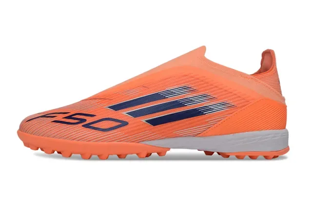 Adidas Sapatos de futebol Turf laranja navy low-cut upper sintético studs cónicos 8