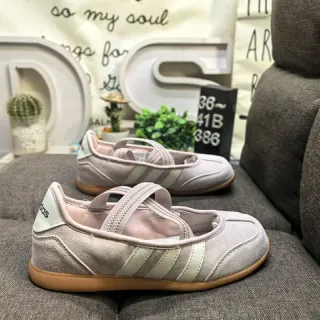 Adidas Pink Beige Laceless Strap-Closure Mary Jane Shoes