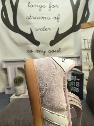 Adidas Pink Beige Laceless Strap-Closure Mary Jane Shoes 3