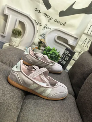 Adidas Pink Beige Laceless Strap-Closure Mary Jane Shoes 9
