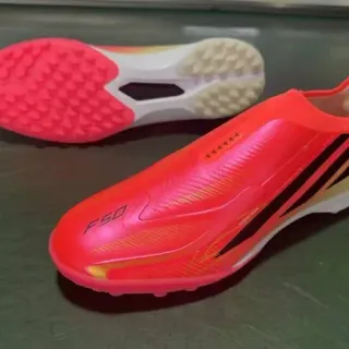 Adidas Pink Black Laceless Sock-Fit Upper Molded Rubber Studs Turf Soccer Shoes