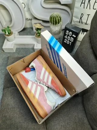 Adidas Pink Orange Low-Top Suede-and-Textile Upper Lifestyle Sneakers 3