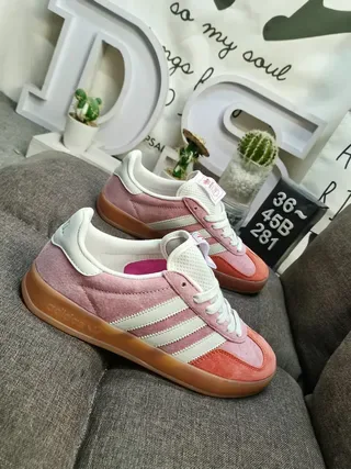 Adidas Pink Orange Low-Top Suede-and-Textile Upper Lifestyle Sneakers 9