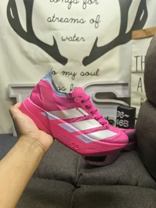Adidas Pink White Chunky Sculpted Midsole Three-Stripe Side Branding Lifestyle Sneakers 5