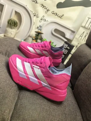 Adidas Pink White Chunky Sculpted Midsole Three-Stripe Side Branding Lifestyle Sneakers 7