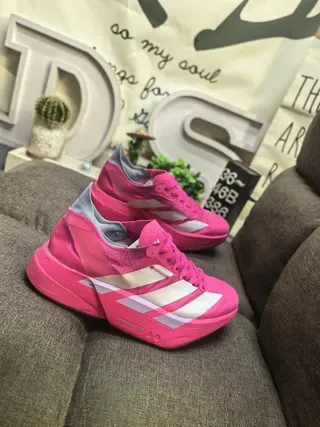 Adidas Pink White Chunky Sculpted Midsole Three-Stripe Side Branding Lifestyle Sneakers 9