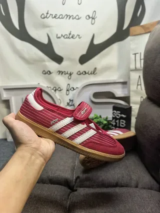 Adidas Pink White Laceless Mary Jane Style Pinstriped Textile Upper Lifestyle Sneakers 5