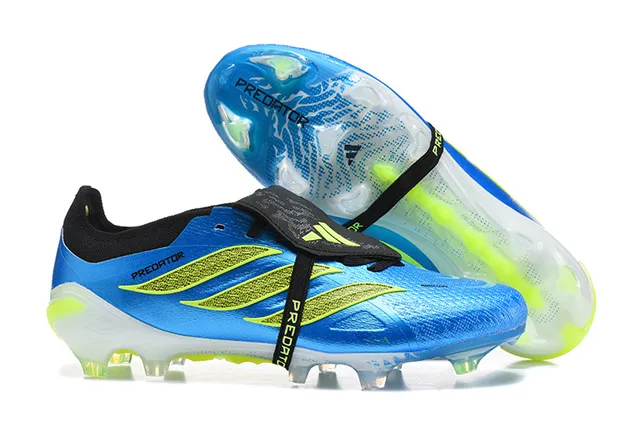 Adidas Predator Blue and Neon Yellow Firm-Ground Soccer Shoes 2