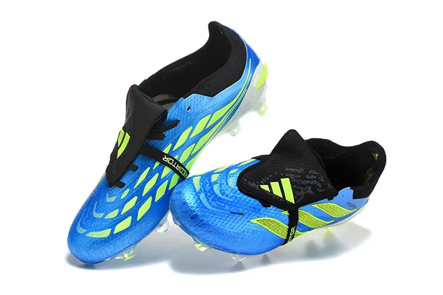 Adidas Predator Blue and Neon Yellow Firm-Ground Soccer Shoes 3