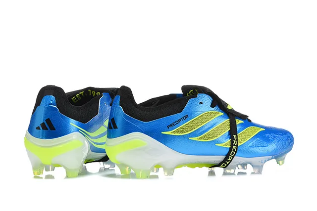 Adidas Predator Blue and Neon Yellow Firm-Ground Soccer Shoes 6
