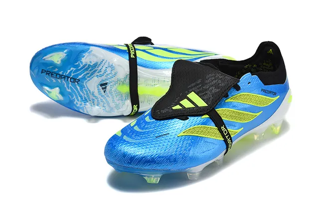 Adidas Predator Blue and Neon Yellow Firm-Ground Soccer Shoes 7