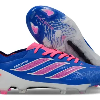 Adidas Predator Blue Pink Low-Cut Boot Textured Synthetic Upper Firm-Ground Soccer Shoes