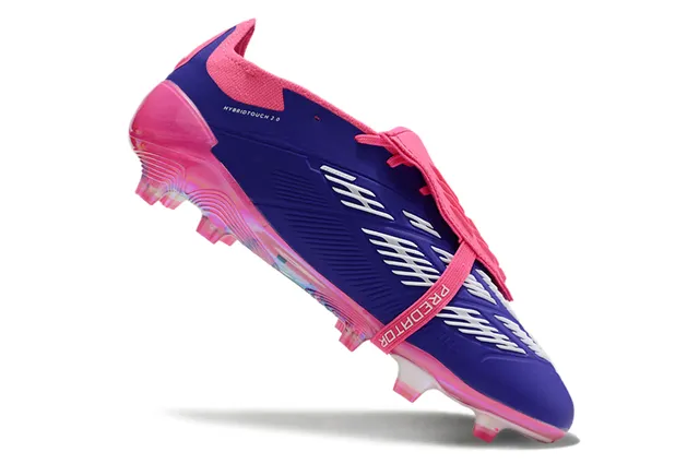 Adidas Predator Azul Rosa Sapatos de Futebol Low-Cut com Tacos e Cinta de Cadarço com Trava para Solo Firme 2
