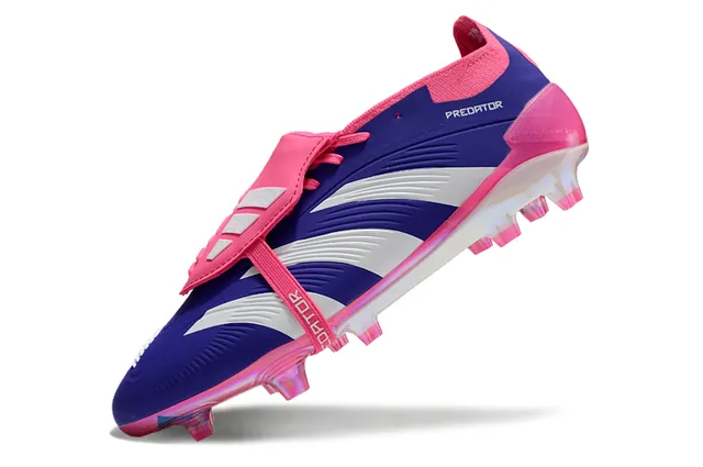 Adidas Predator Azul Rosa Sapatos de Futebol Low-Cut com Tacos e Cinta de Cadarço com Trava para Solo Firme 3