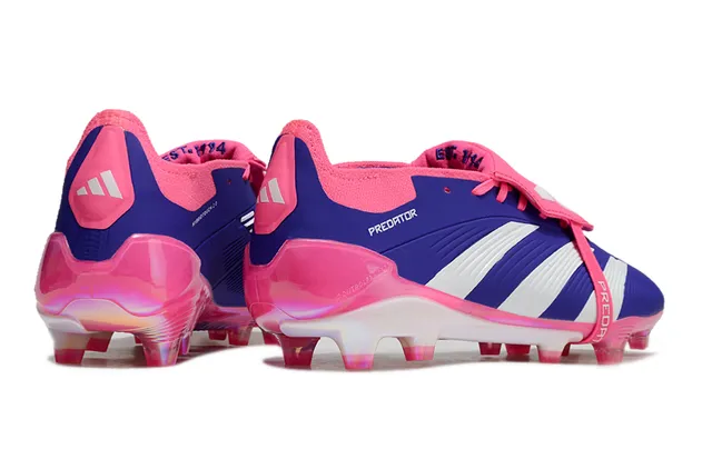Adidas Predator Azul Rosa Sapatos de Futebol Low-Cut com Tacos e Cinta de Cadarço com Trava para Solo Firme 5