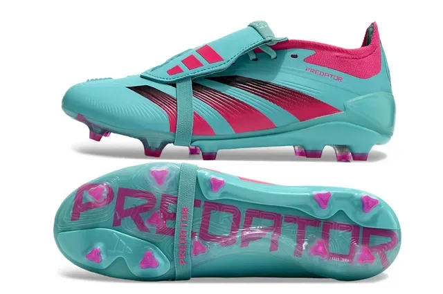 Adidas Predator Bleu Rose Turquesa Haut Synthétique Rayures Asymétriques Chaussures de Football Tiges Fermes 5