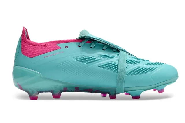 Adidas Predator Bleu Rose Turquesa Haut Synthétique Rayures Asymétriques Chaussures de Football Tiges Fermes 7