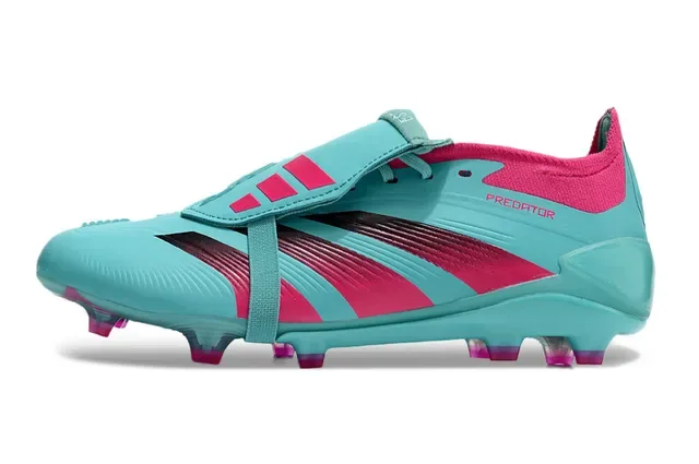Adidas Predator Bleu Rose Turquesa Haut Synthétique Rayures Asymétriques Chaussures de Football Tiges Fermes 8