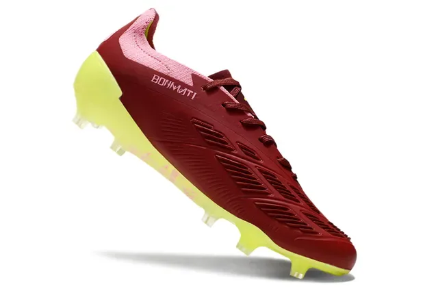 Adidas Predator Chuteiras de Futebol Burdeos Rosa Baixo Corte Superposição de Três Faixas Campo Firme 2