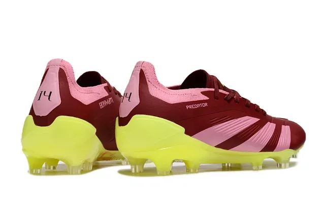 Adidas Predator Chuteiras de Futebol Burdeos Rosa Baixo Corte Superposição de Três Faixas Campo Firme 5