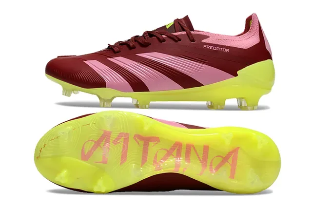 Adidas Predator Chuteiras de Futebol Burdeos Rosa Baixo Corte Superposição de Três Faixas Campo Firme 6