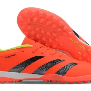 Adidas Predator Orange Black Low-Cut Synthetic Upper Three Textured Stripes Turf Soccer Shoes