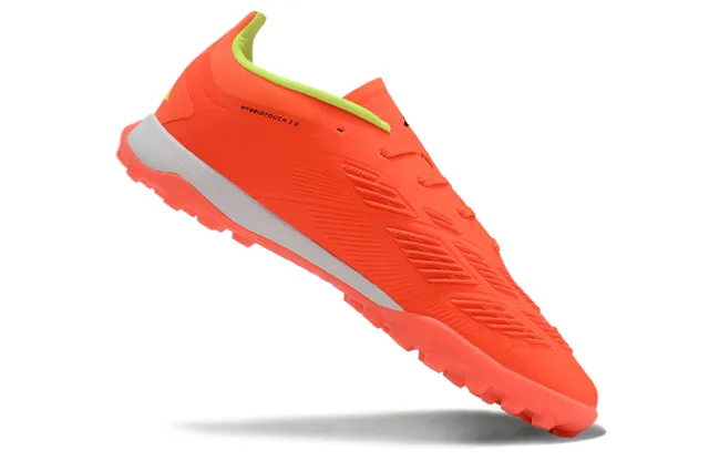 Adidas Predator Orange Noir Bas Supérieur Synthétique Trois Rayures Texturées Gazon Chaussures de Football 2