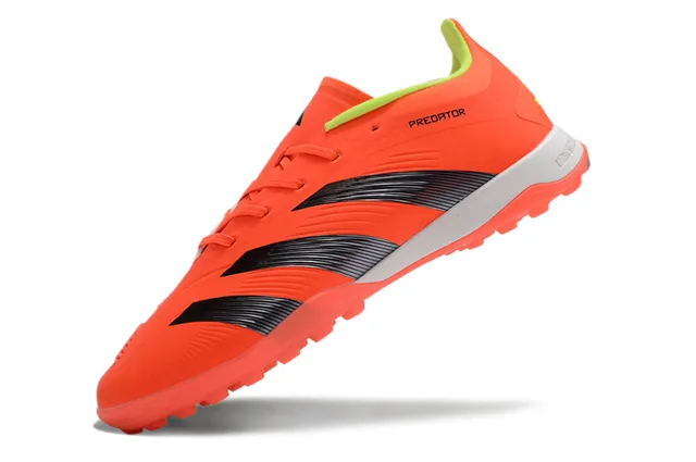 Adidas Predator Orange Noir Bas Supérieur Synthétique Trois Rayures Texturées Gazon Chaussures de Football 3