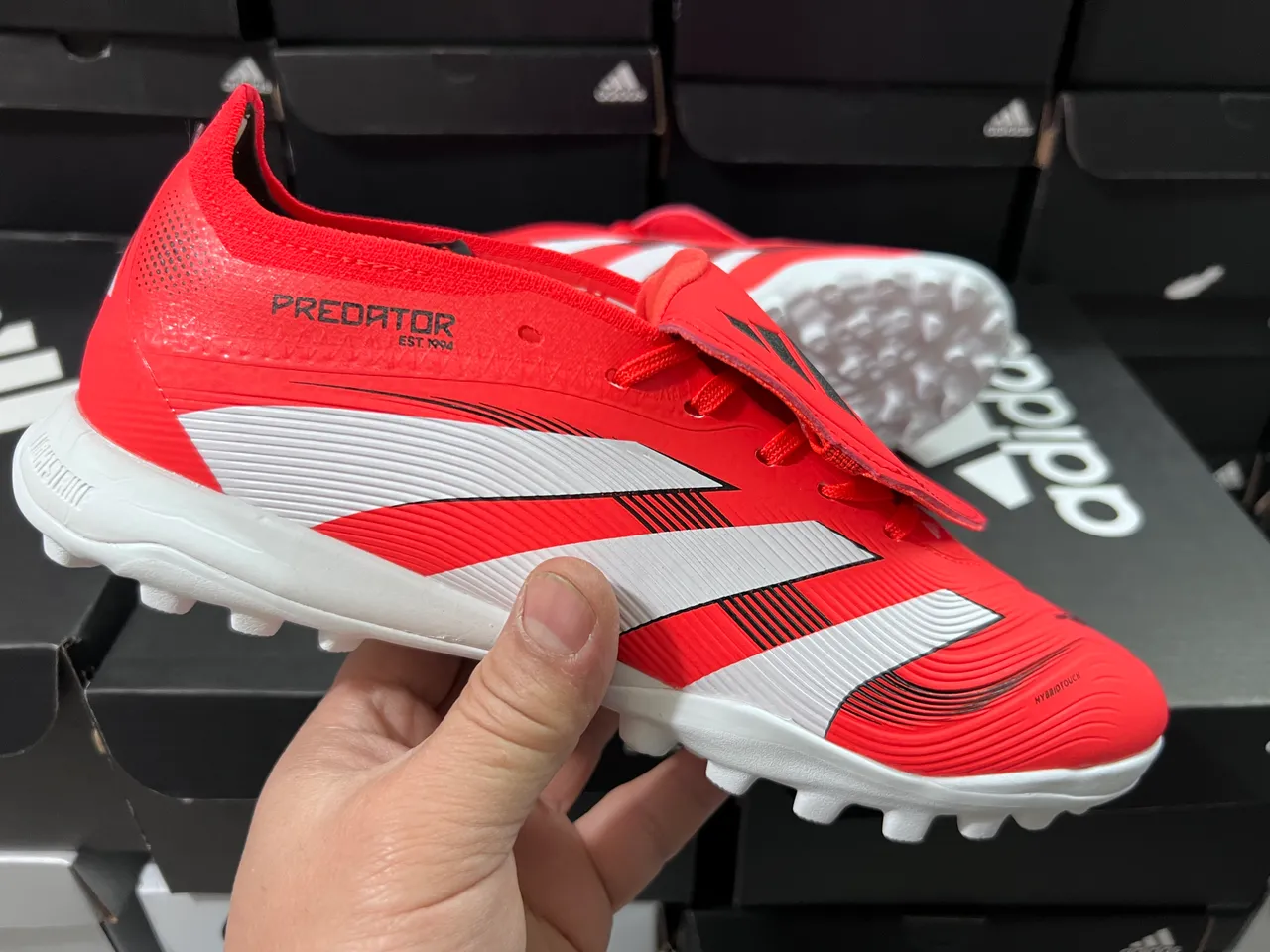 Adidas Predator Rouge Blanc Low-Cut Hybrid-Touch Upper Turf Chaussures de Football 4