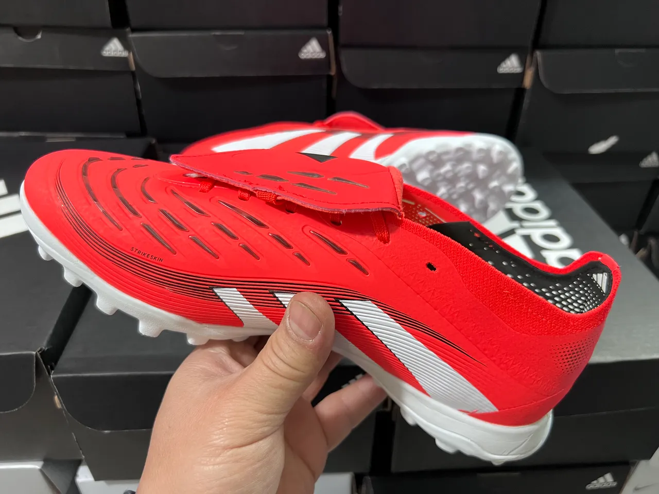 Adidas Predator Rouge Blanc Low-Cut Hybrid-Touch Upper Turf Chaussures de Football 6