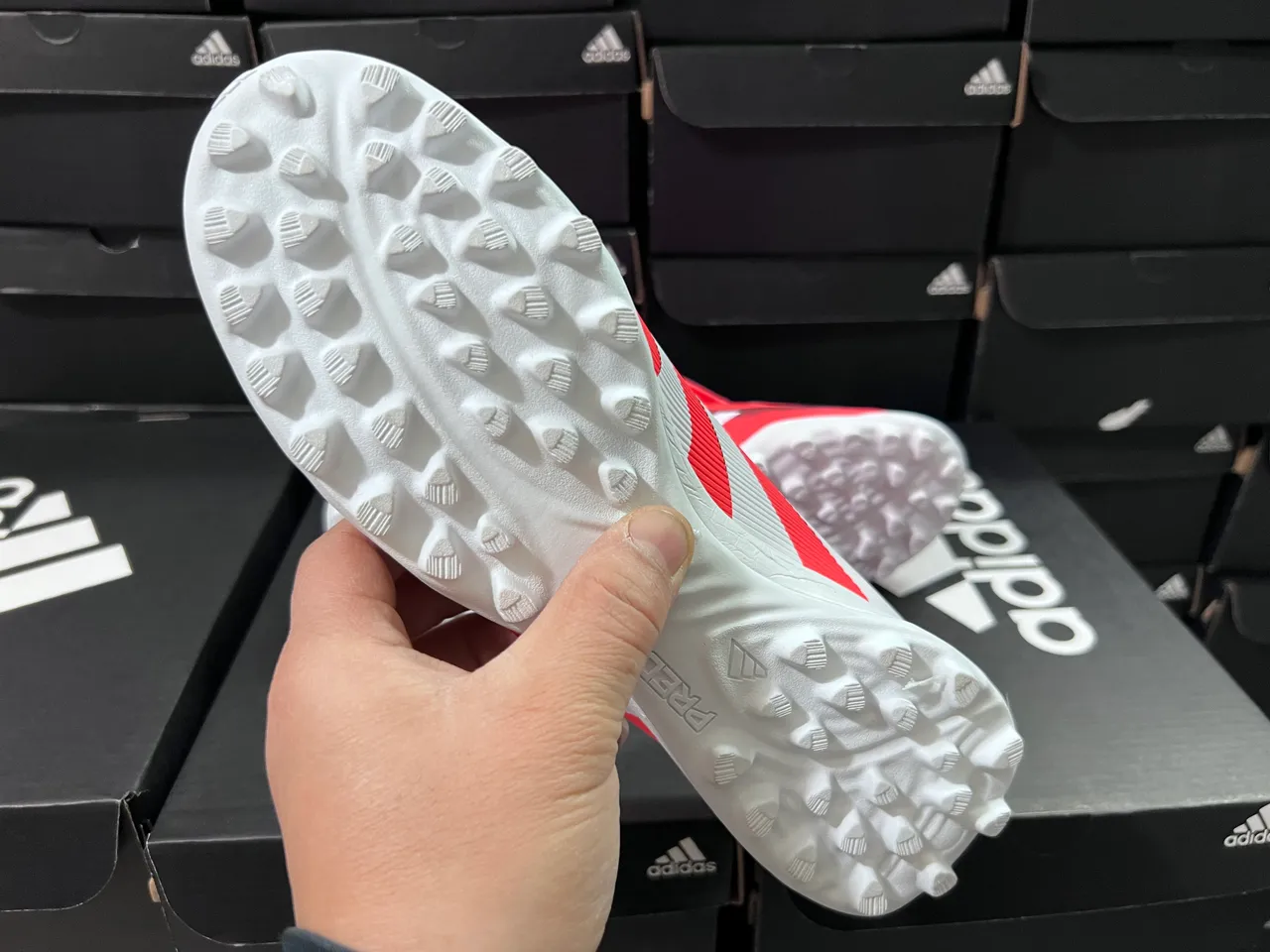 Adidas Predator Rouge Blanc Low-Cut Hybrid-Touch Upper Turf Chaussures de Football 8
