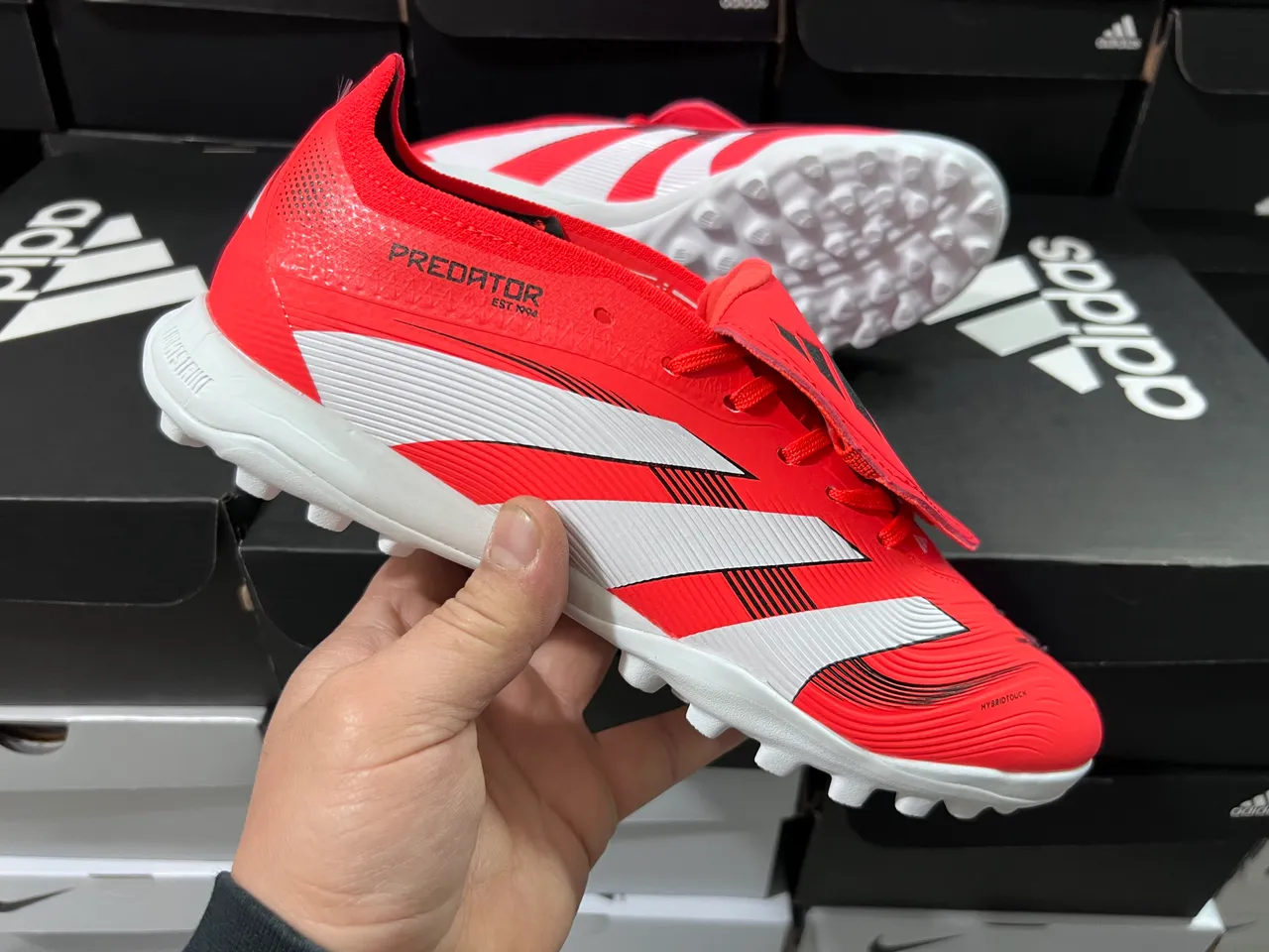 Adidas Predator Rouge Blanc Low-Cut Hybrid-Touch Upper Turf Chaussures de Football 9