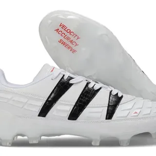 Adidas Predator White Black Low-Cut Football Boot Molded Conical Studs Firm-Ground Soccer Shoes