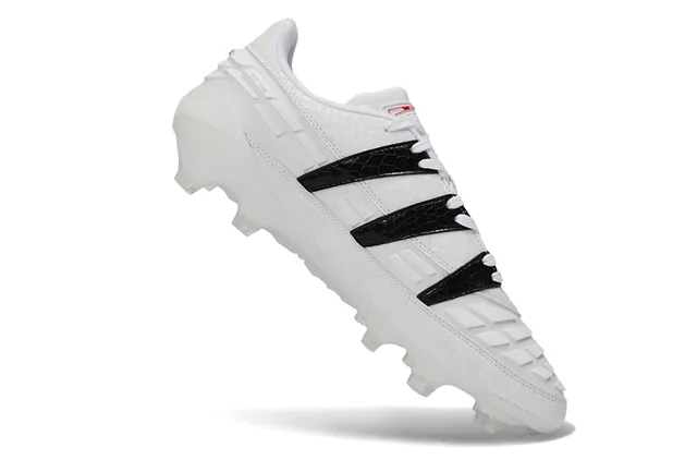 Adidas Predator White Black Low-Cut Football Boot Molded Conical Studs Firm-Ground Soccer Shoes 2
