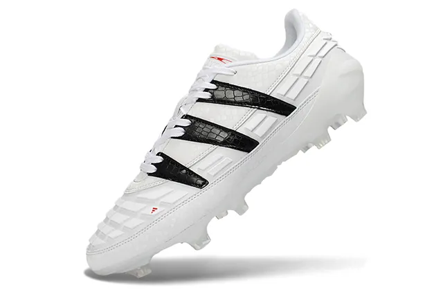 Adidas Predator White Black Low-Cut Football Boot Molded Conical Studs Firm-Ground Soccer Shoes 3