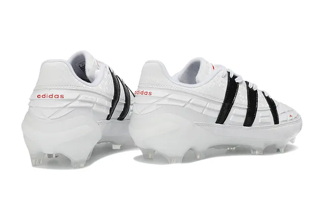 Adidas Predator White Black Low-Cut Football Boot Molded Conical Studs Firm-Ground Soccer Shoes 5