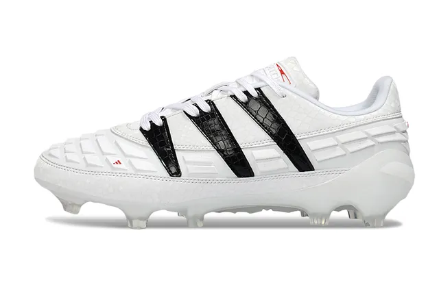 Adidas Predator White Black Low-Cut Football Boot Molded Conical Studs Firm-Ground Soccer Shoes 7