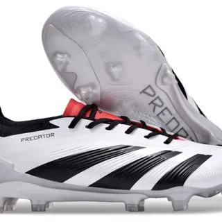 Adidas Predator White Black Red Firm-Ground Soccer Shoes