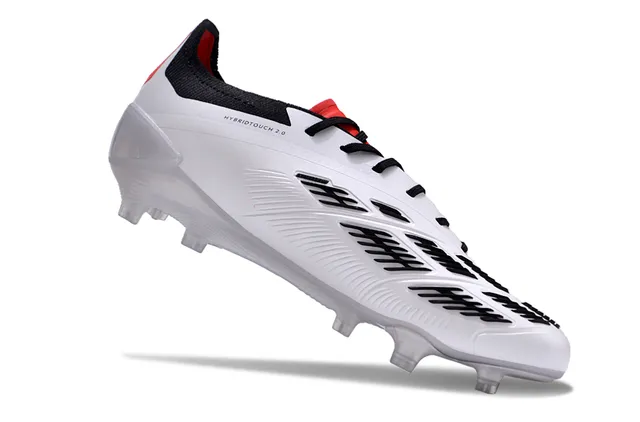 Adidas Predator White Black Red Firm-Ground Soccer Shoes 2