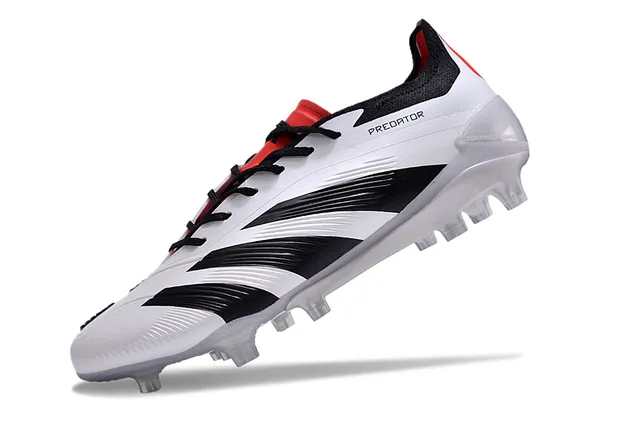 Adidas Predator White Black Red Firm-Ground Soccer Shoes 3