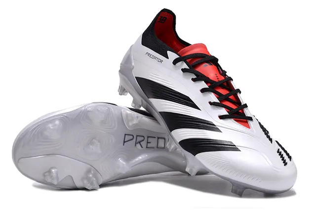 Adidas Predator White Black Red Firm-Ground Soccer Shoes 4