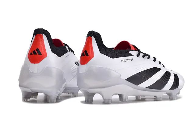 Adidas Predator White Black Red Firm-Ground Soccer Shoes 5