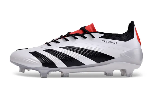 Adidas Predator White Black Red Firm-Ground Soccer Shoes 7