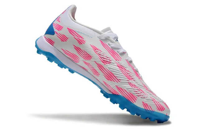 Adidas Predator Branco Azul Baixo Corte Cadarço Superior Sintético Texturizado Gramado Sapatos de Futebol 2