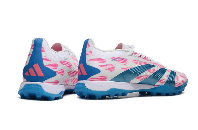 Adidas Predator Branco Azul Baixo Corte Cadarço Superior Sintético Texturizado Gramado Sapatos de Futebol 5