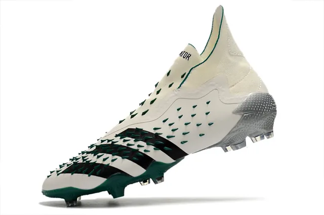 Adidas Predator blanc vert jaula avant-pied crampons col ajusté chaussette terrain ferme chaussures de football 4