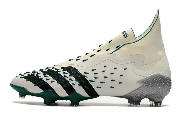 Adidas Predator blanc vert jaula avant-pied crampons col ajusté chaussette terrain ferme chaussures de football 5