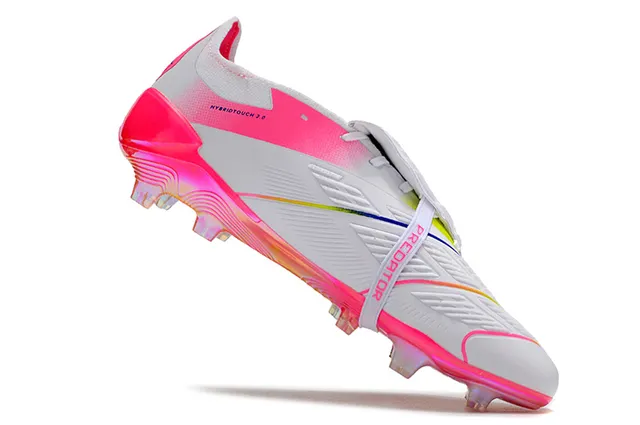 Adidas Predator White Pink Low-Cut Molded-Stud Boot Asymmetrical Lacing Firm-Ground Soccer Shoes 2