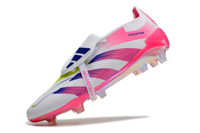 Adidas Predator White Pink Low-Cut Molded-Stud Boot Asymmetrical Lacing Firm-Ground Soccer Shoes 3
