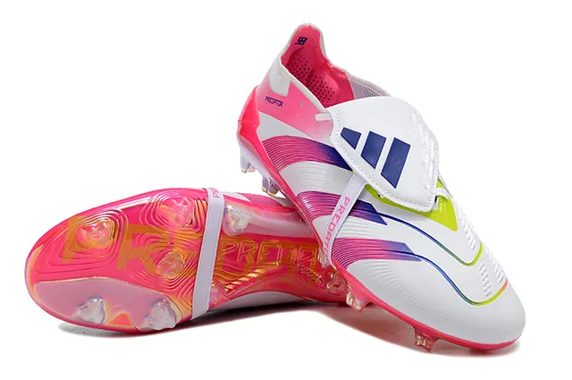 Adidas Predator White Pink Low-Cut Molded-Stud Boot Asymmetrical Lacing Firm-Ground Soccer Shoes 4